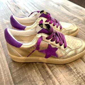 Vintage Havana Metallic Gold and Purple Star Sneakers